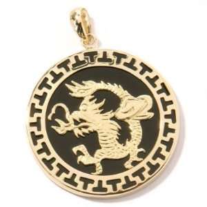  14K Gold Black Onyx Chinese Zodiac Pendant: Jewelry