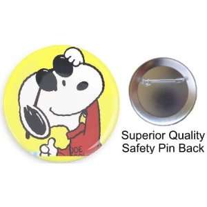 Snoopy BE COOL Joe Cool beautiful button 1.5 Pin back Button Made in 