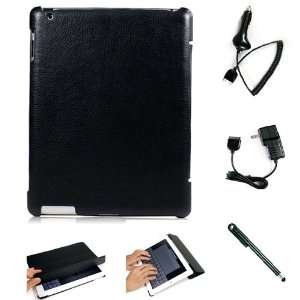 Black Folio Styled Protective Tri Pad Shell Case and Stand with Auto 
