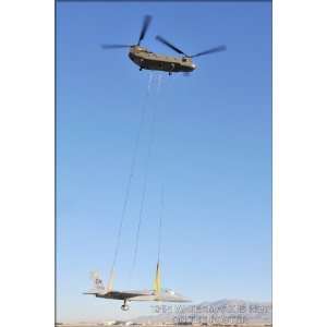  CH 47 Chinook Lifts F 15 Eagle   24x36 Poster 