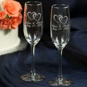  Joined Hearts Champagne Flutes   Set of 2 