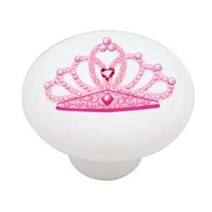  Pink Princess Crown Decorative High Gloss Ceramic Drawer 