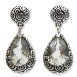  Prasiolite dangle earrings, Lime Teardrops Jewelry