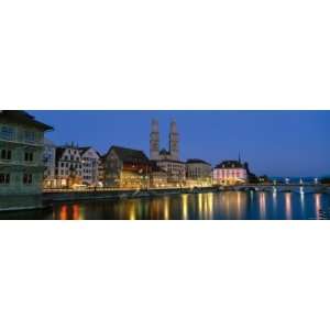  Buildings at the Waterfront, Grossmunster Cathedral, Zurich 