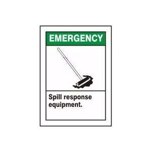 SPILL RESPONSE EQUIPMENT (W/GRAPHIC) Sign   14 x 10 Adhesive Dura 