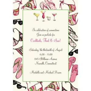 Bikinis and Flips, Custom Personalized Cocktail Parties Invitation, by 