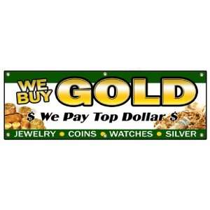  72 WE BUY GOLD 1 BANNER SIGN pawn shop coins jewelry 