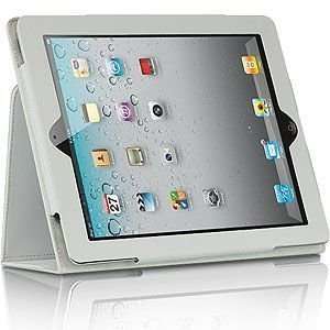  iPad 2 Leather Portfolio Kickstand Case w/Sleep Mode Function (White