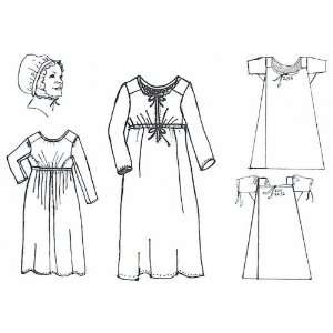 1810 to 1820 Front Closing Dress Set for a Working Class Woman Pattern 