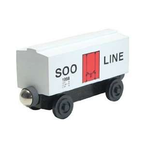     Soo Line White Box Car Wooden Train   100213 Boxcar: Toys & Games