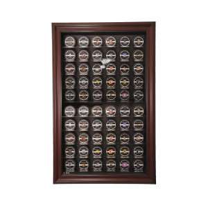 60 Puck Cabinet Style Display Case, Mahogany:  Sports 