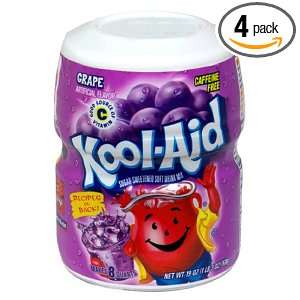 Kool Aid Drink Mix, Sugar Sweetened Grape, 19 Ounce Container (Pack of 
