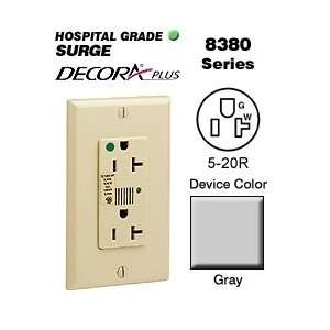 Leviton 8380 GY Decora Surge Duplex Receptacle Hospital Grade 5 20R 