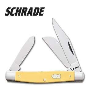   : Schrade Folding Old Timer Middleman Knife Yellow: Sports & Outdoors