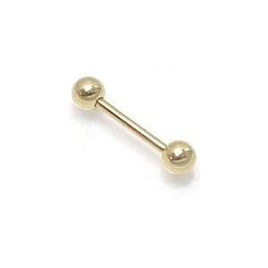  12 Gauge 5/8   Solid 14kt Yellow Gold Straight Barbell 