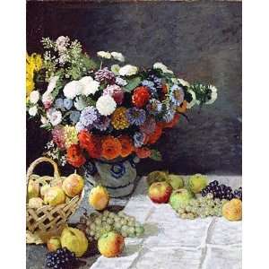   Life with Flowers and Fruit : Art Reproduction Oil: Home & Kitchen