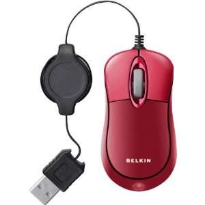  NEW Jetset Red Retractable Optical Travel Mouse (Computer 