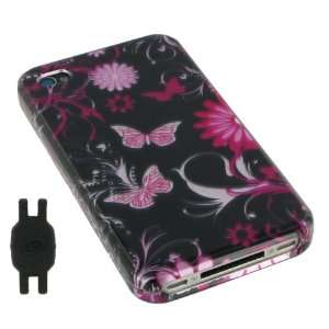  Pink Butterfly Design Snap On Hard Case for Apple iPhone 4 