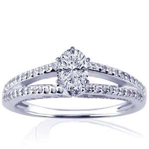  1.40 Ct Oval Shaped Diamond Engagement Ring Pave CUT VERY 