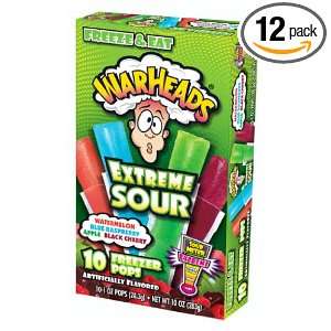 Warheads Extreme Sour Freezer Pops, 10 Count (Pack of 12):  
