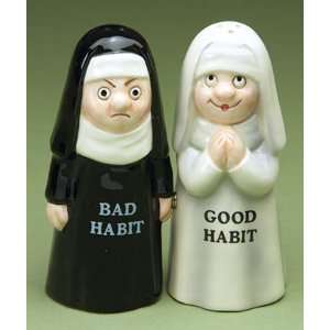  Good Bad Habit Nun Whimsical Salt and Pepper Shakers Set 