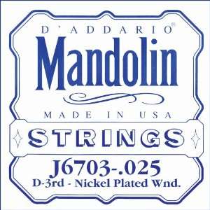   Addario J6703 Nickel Mandolin Single String, .025: Musical Instruments
