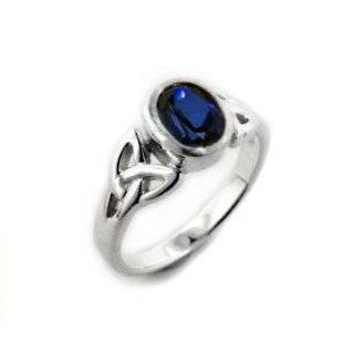Sterling Silver Celtic Knot and Genuine Blue Sapphire Ring Size 6 