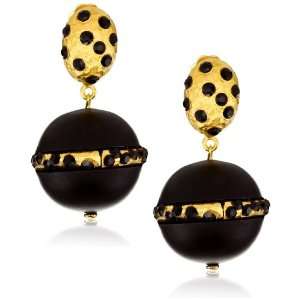   Atom Crystal Lucite Ball Drop Earrings, Crystal Pave Top: Jewelry