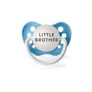    3 Lt Blue Orthodontic Expression Pacifiers Little Brother: Baby