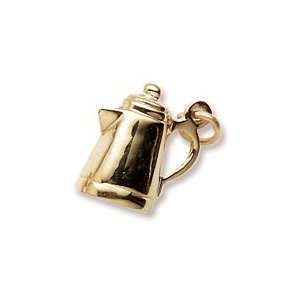  Coffee Pot Charm in Yellow Gold: Jewelry