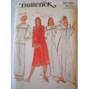 MISSES PAJAMAS, NIGHTGOWN & ROBE SIZE 18   VINTAGE BUTTERICK SEWING 