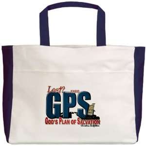  Beach Tote Navy Lost Use GPS Gods Plan of Salvation 