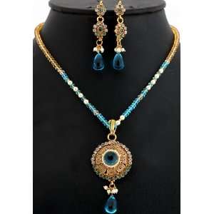   color Beaded Necklace with Earrings Set   Copper Alloy with Cut Glass