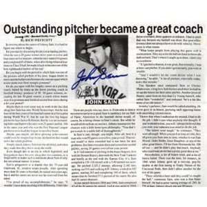   Johnny Sain Autographed / Signed Newspaper Articles: Everything Else