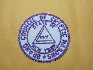 Grand Council of Cryptic Masons   State of NY Patch  