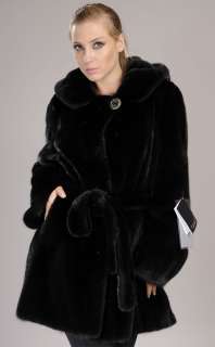   New original black BLACKGLAMA mink fur jacket coat parka Size S M L XL
