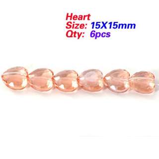   Clear 6pcs Necklace Making DIY Heart Crystal Loose Beads Nobby  