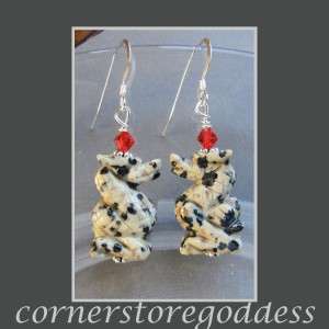 Cornerstoregoddess Dalmatian Jasper Year of the Dragon Earrings  
