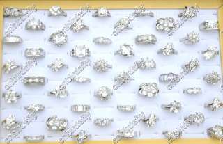 Wholesale Lots 25 Crystal Cubic Zirconia platinum Rings  