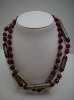 Authentic CARLO ZINI Italy Necklace RED Crystal Silver  