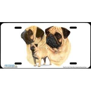  4322 Pug Trio Dog License Plate Car Auto Novelty Front 