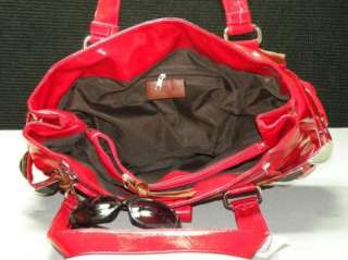 Black Faux Patent Leather Purse Handbag Notebook Bag  