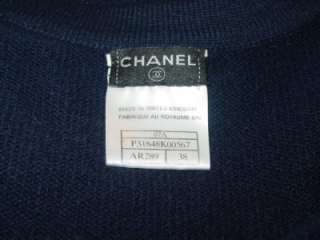 Auth CHANEL 07A navy cashmere sweater dress NEW 38 camelia CC crest 