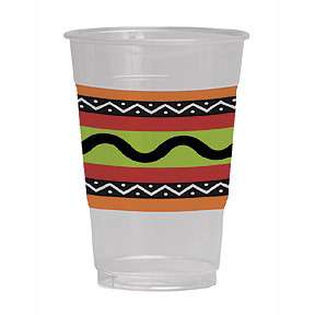 Fiesta Mexican Party STRIPES PRINTED PLASTIC CUPS  