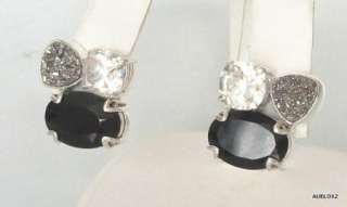 New $248 Lori Bonn LIZ SS 3 Gemstone Cluster Clip Earrings SILVER 