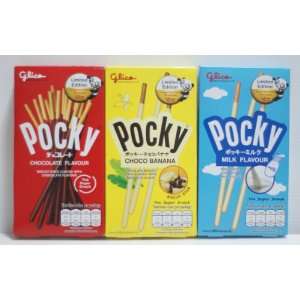 Glico Pocky 3 flavors chocolate banana milk (47g x3Piece):  
