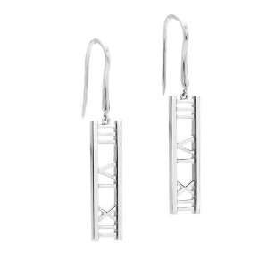   Inspired Silver Bar Hook Earrings with Roman Numerals Jewelry