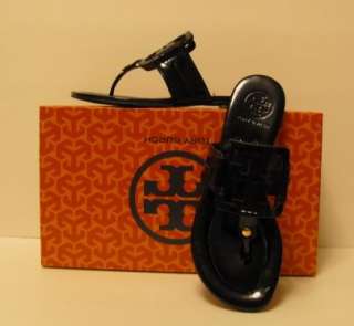 NIB TORY BURCH SIGNATURE LOGO MILLER BLACK SANDALS SIZE 9M  