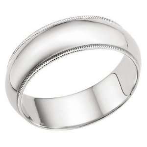  14K White Gold 7mm Milligrain Wedding Band Ring: Jewelry