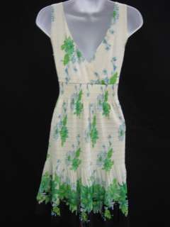 ZARA BASIC White Green Floral Sleeveless Dress M  